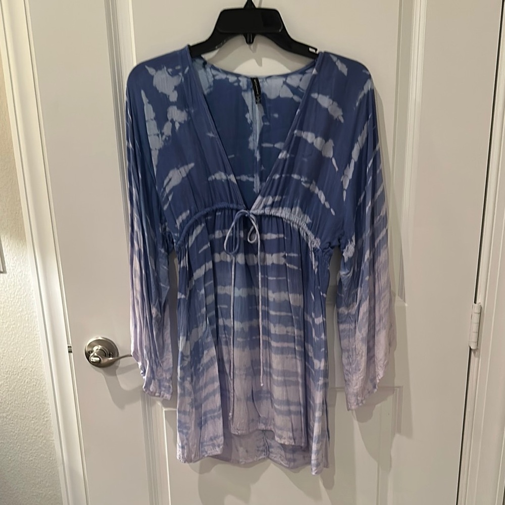 Raviya Blue Tie-Dye Swim Coverup